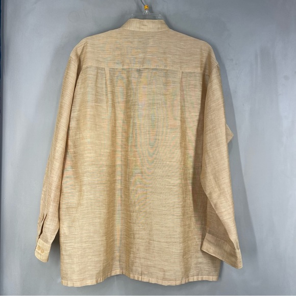 LANGBANG collared sand Gold Color linen minimal shirt from Firenze, - Picture 9 of 13